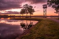 Kralingen plas Kralingse bos zonsopkomst water spiegeling uitkijktoren